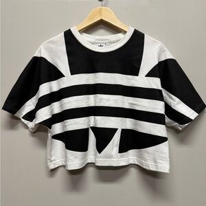 Adidas Black and White Crop Top - S
